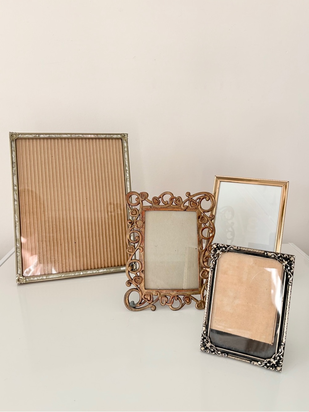 Vintage Ornate Brass Frame Bundle Various Sizes + Ornate Copper